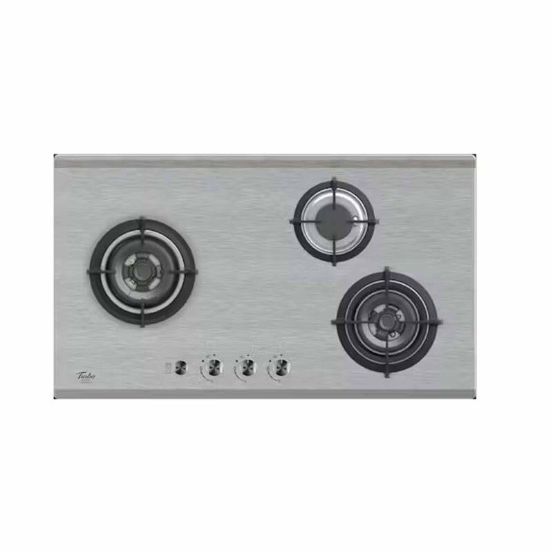 TURBO Built-in 77cm 3 Burner Glass Hob W/ Anti-scratch S/steel (excl. Install) T773SSV-AS-image null