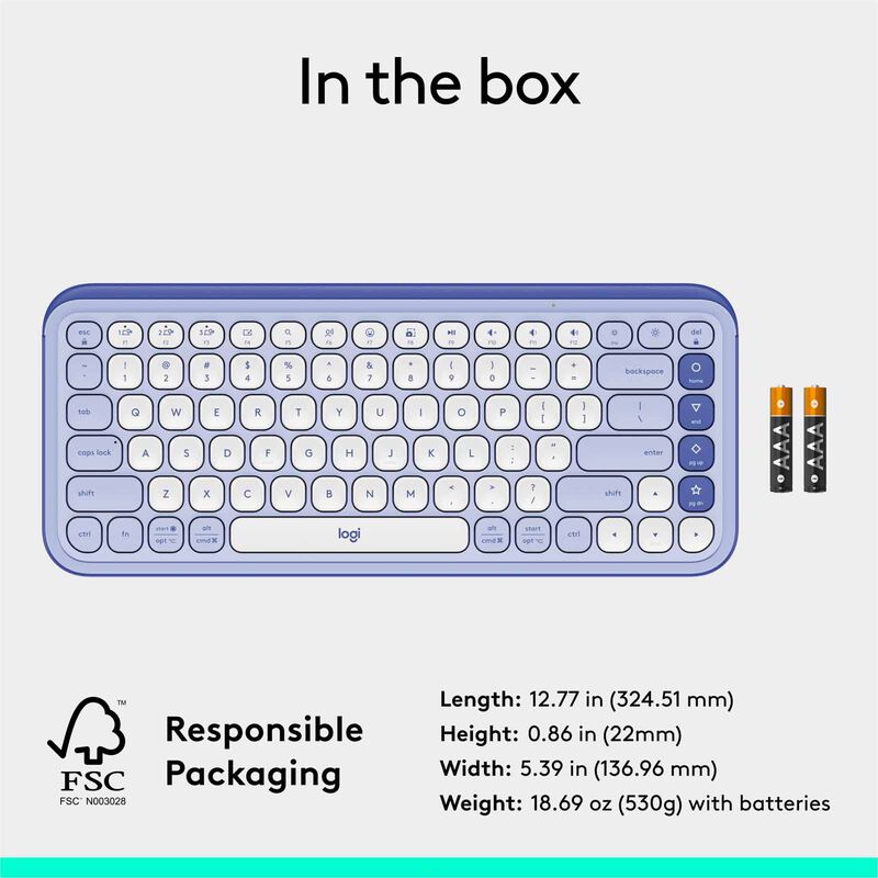 LOGITECH Pop Icon Keys Wl Kb - Lilac 920-013086-image 14