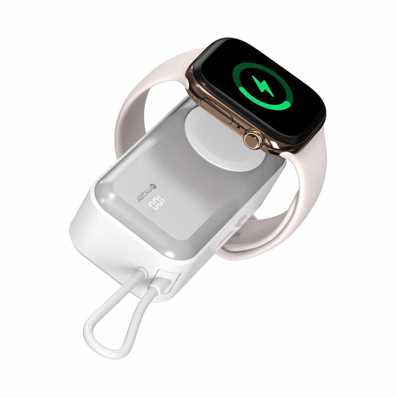 MAZER Pocketmini 5000mah/built-in Cable+apple Watch Charging+stand/pd20w Power Bank - White M-POCKET5.0W-WH-image 14