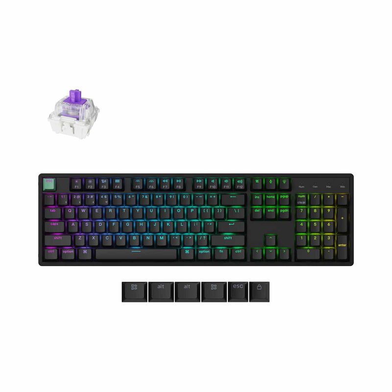 KEYCHRON K10 He Full Size 104 Key, Black Full Assembled, Rgb, Hot-swap, Hall Effect Keyboard - Standard Ed. KYCN-K10H-J1-image 1