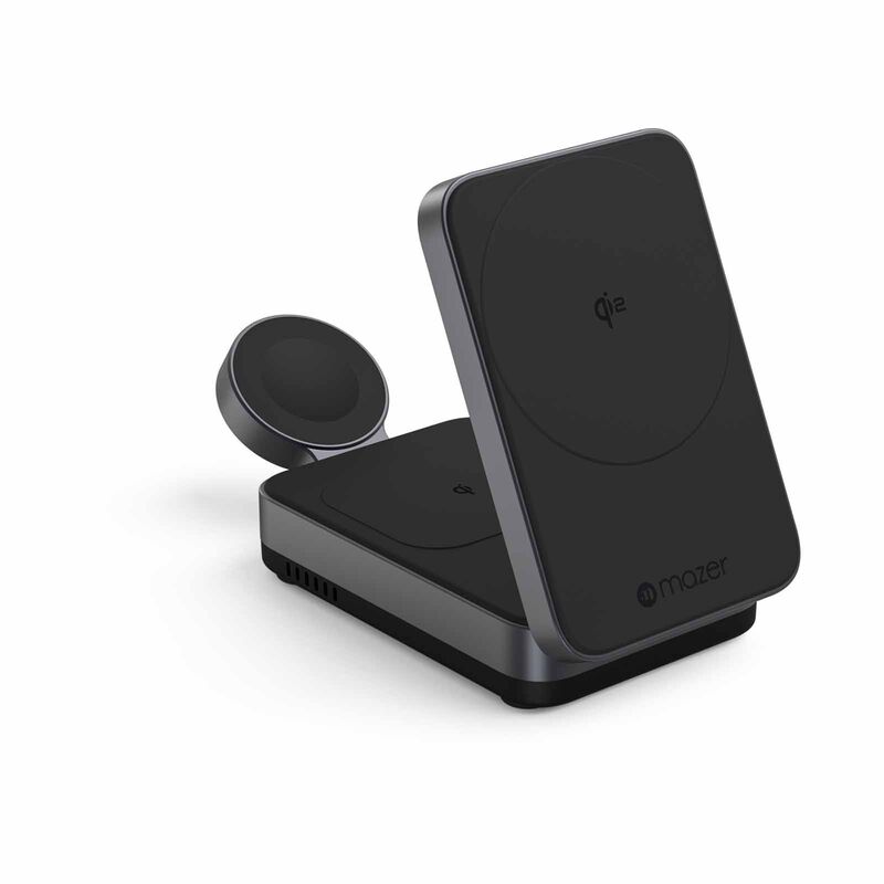 MAZER Qi2 Certified 23w Foldable 3in1 Wireless Charger - Black M-QI2-MAGFOLD05-BK-image 3