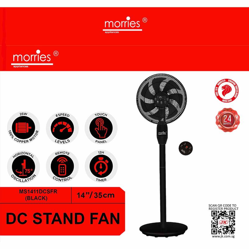 MORRIES 14 In 3 In 1 Dc Stand Fan W/remote Control -black MS-1411DCSFR(BK)-image 2