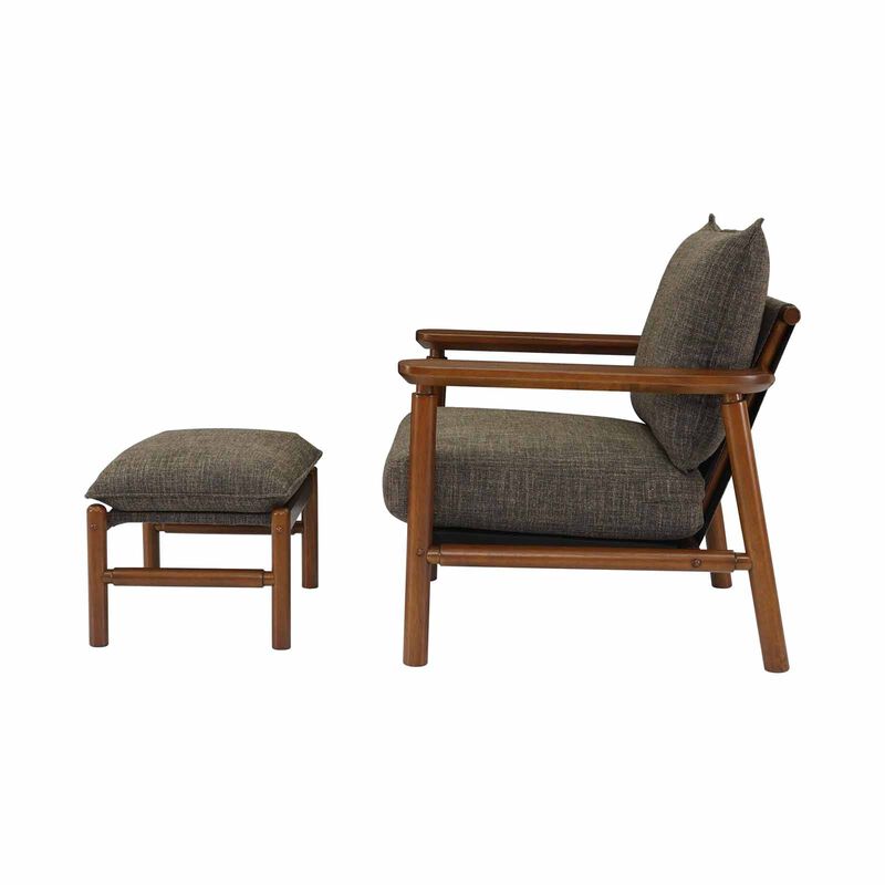 MUZE 1 Seater+ottoman Sofa (fab) Brown Fabric Sofa MERU-image 10