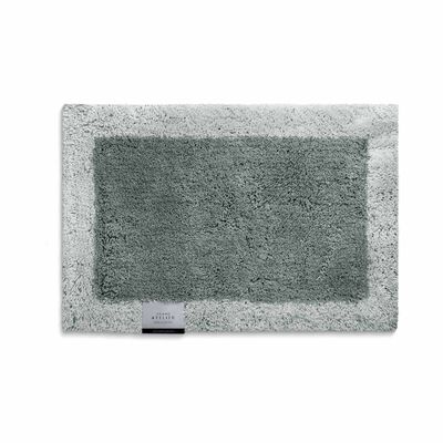 GRAND ATEL Plush Bath Rug - Silver HOME COLLECTION BARETT BORDER
