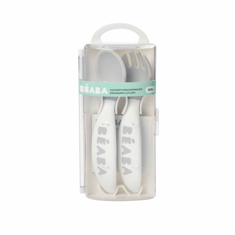 BEABA Training Fork & Spoon With Case - Grey (online) 2ND STAGE-image 1
