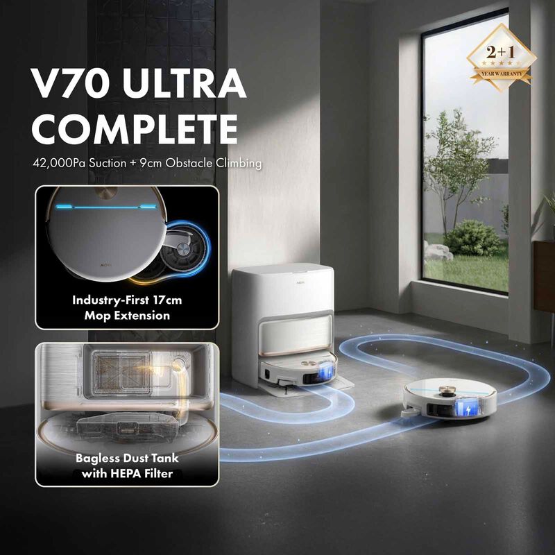 MOVA V70 Ultra Complete Robot Vacuum Cleaner - White MV-V70ULCOM-image 4