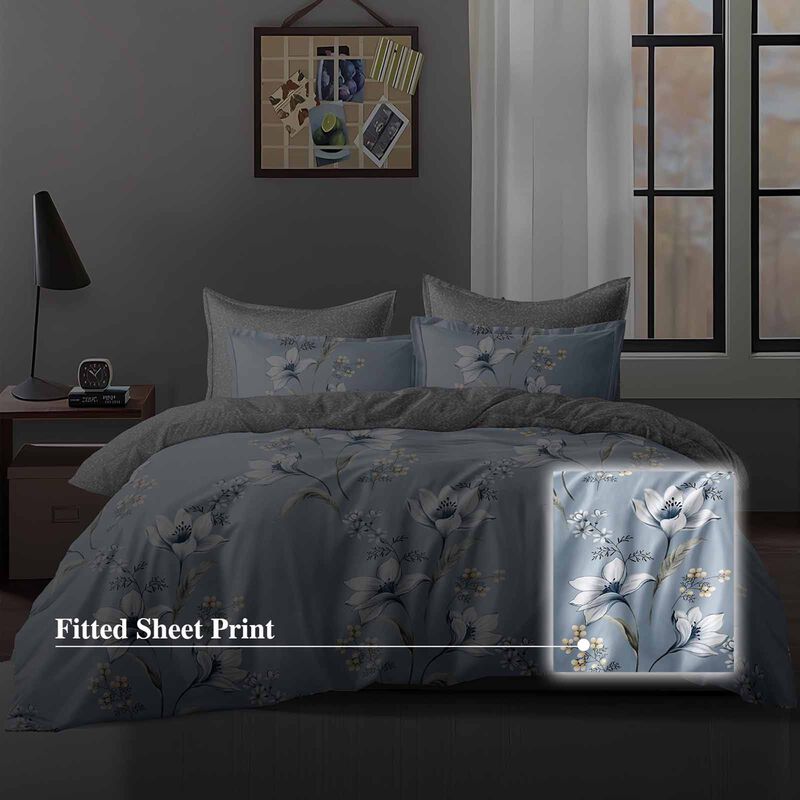 HILLCREST Hillcrest I 988tc Comfylux I Printed I King Fitted Sheet Set I Tranquil ( Oe ) 6833 I K I FS I TRANQUIL-image 4