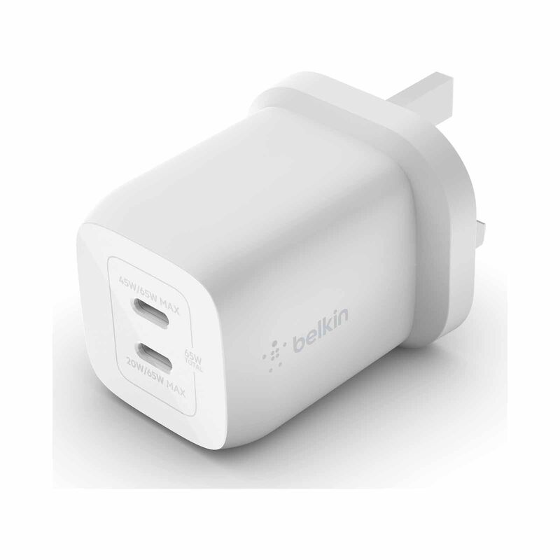 BELKIN Boostcharge Pro 65w Dual Usb-c Gan Wall Charger With Pps WCH013MYWH-image 1