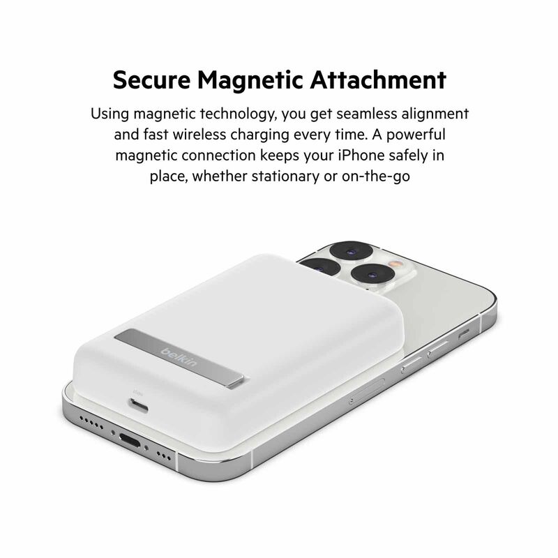BELKIN Boostcharge Magnetic Wireless Power Bank 5k + Stand White BPD004BTWT-image 5