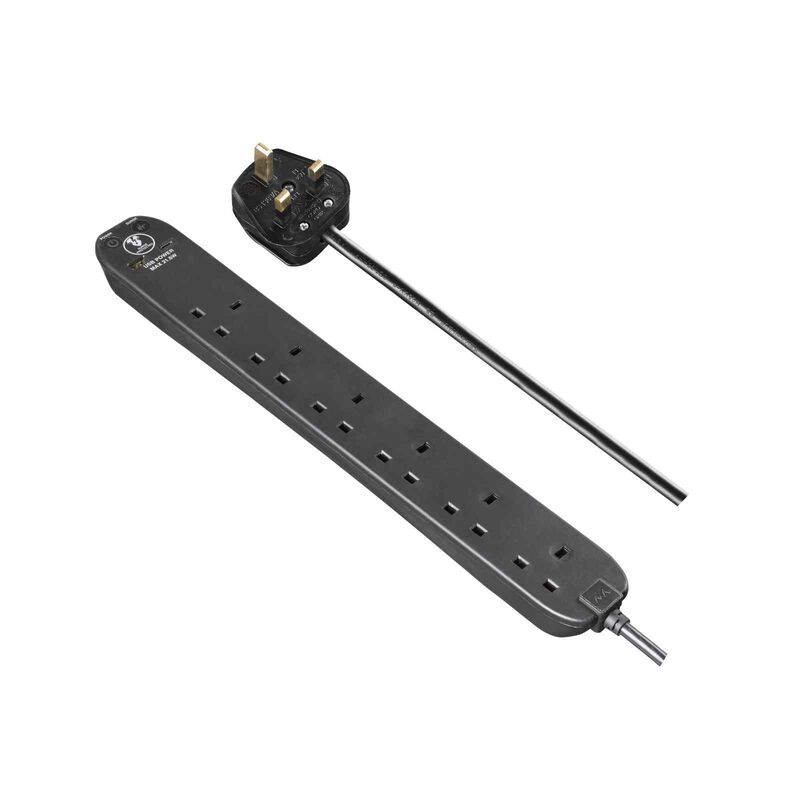 MASTERPLUG Surge Extension Lead 6 Socket, Fast Charge Usb A & C Black SRGUAC2262NB-image 4