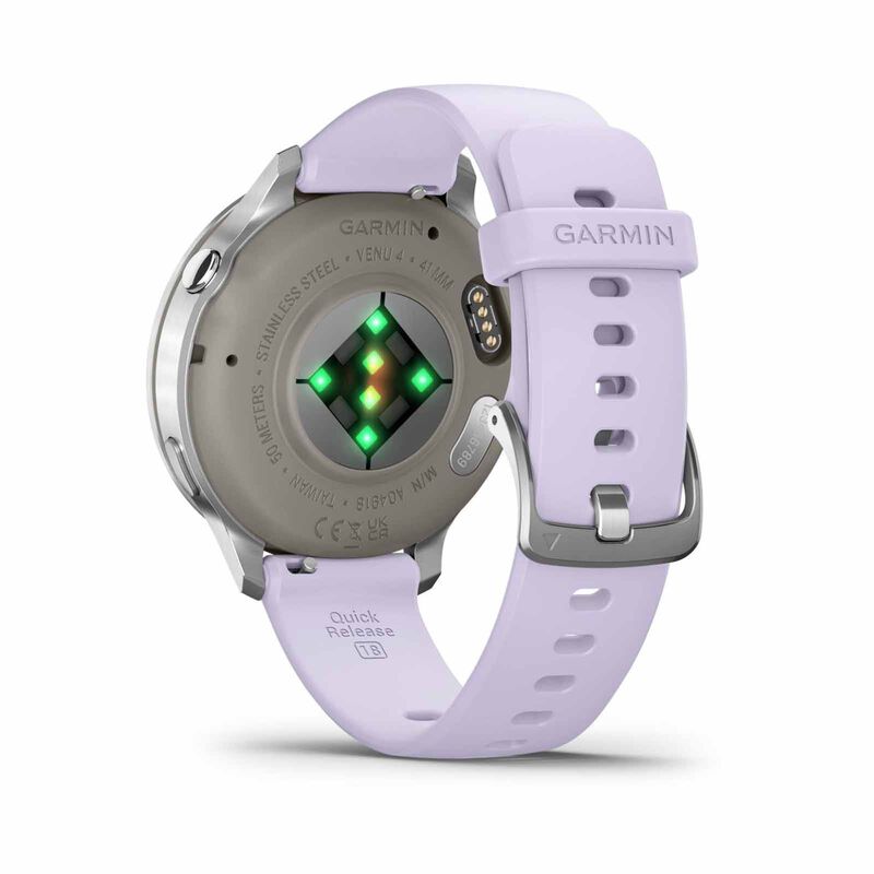 GARMIN Venu 4 - 41mm Silver With Periwinkle Silicone Band GM-010-03013-41-image 2