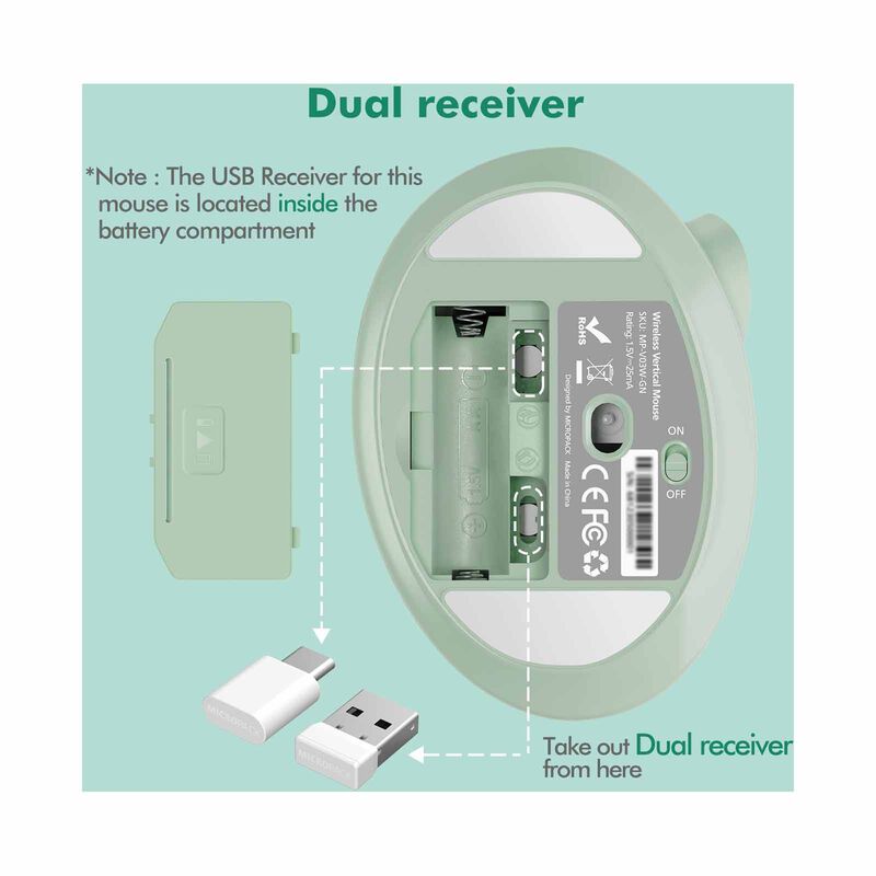 MICROPACK Ergo Life Rf 2.4g Wireless Ergo Mouse - Green MP-V03W-GN-image 6