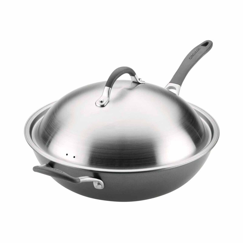 CIRCULON Scratchdefense A1 Nonstick 34cm Covered Stirfry Pan With Helper Handle 82199-image 1