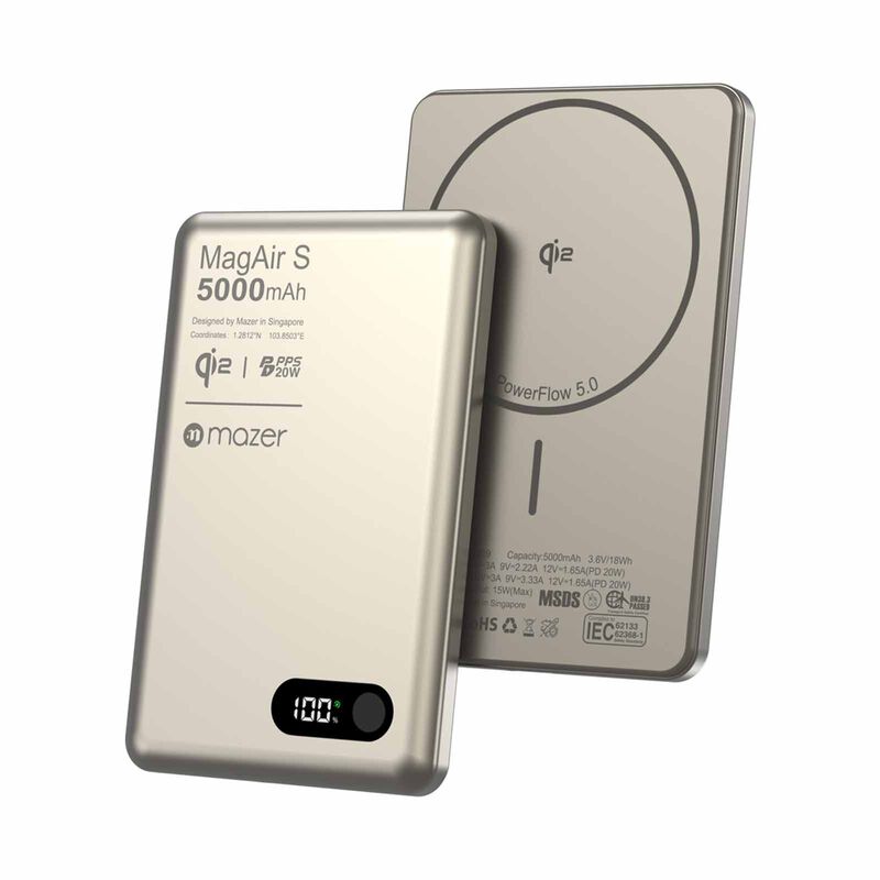 MAZER Qi2 Certified 15w 5000mah Pd20w Ultra Thin Power Bank - Natural Titanium M-MAGAIR29-NT-image 1