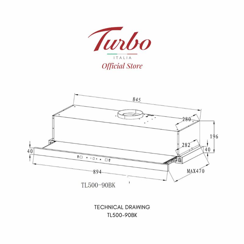 TURBO 90cm Telescopic Hood TL500-90BK-image 2