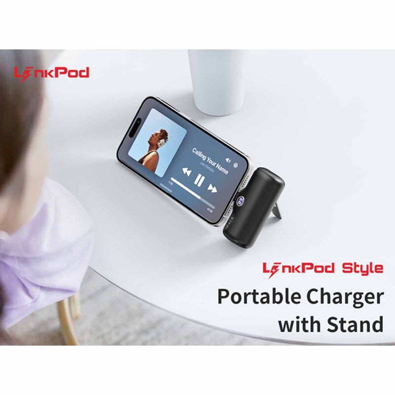 IWALK Linkpod Style Powerbank W/foldable Stand (5000mah) Type-c Black LPS001C-001A-image 4