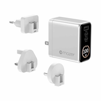 MAZER Aiprestige Gan Pd100w 2c1a With Travel Plugs-silver M-AI-G100W-V7-SV
