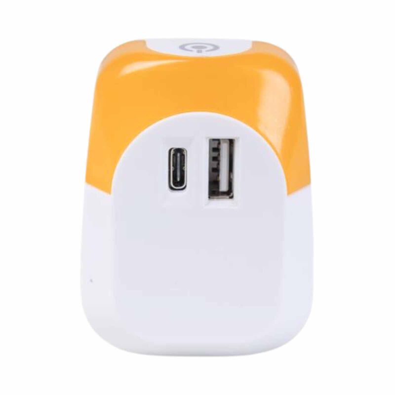 MORRIES 1 Usb And 1 Type C Adaptor With Night Light Function (yellow) MS-2001USB/C/Y-image 1