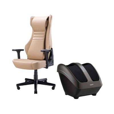 OSIM Uergoh (latte) World 1st Ergonimic Chair With Massage + Uphoria Sync Leg Massager OS8245L+ OS3233