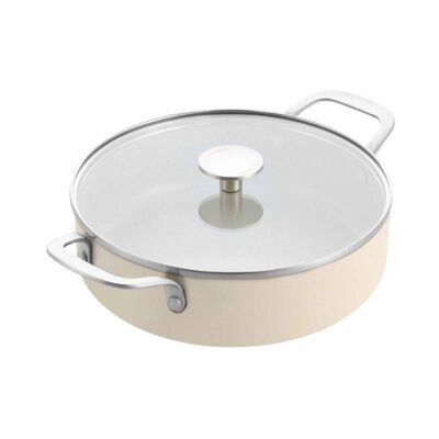 KITCHENAID Aluminium 28cm Covered Skillet - Almond Cream KAAM082342