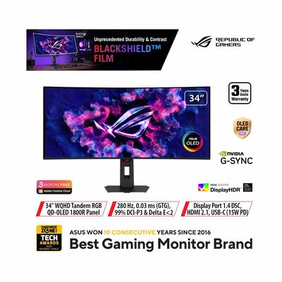 ASUS 34in Rog Strix Wqhd 280hz Tandem Rgb Qd-oled Monitor XG34WCDMS