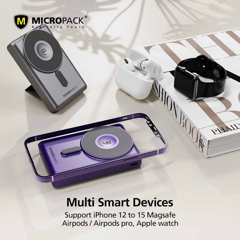 MICROPACK 3 In 1 Pd Fast Charging Magnetic Wireless Powerbank - Purple WPB-310-PL-image 16