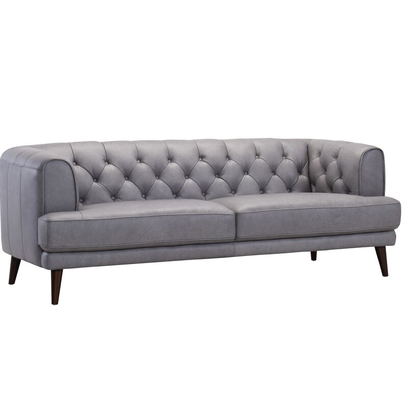 3 Seater (fl) C15 Grey Full Leather Sofa MILANA-image 2