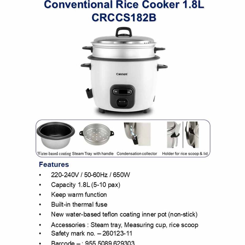 CORNELL Conventional Rice Cooker (1.8l) CRCCS182B-image 13
