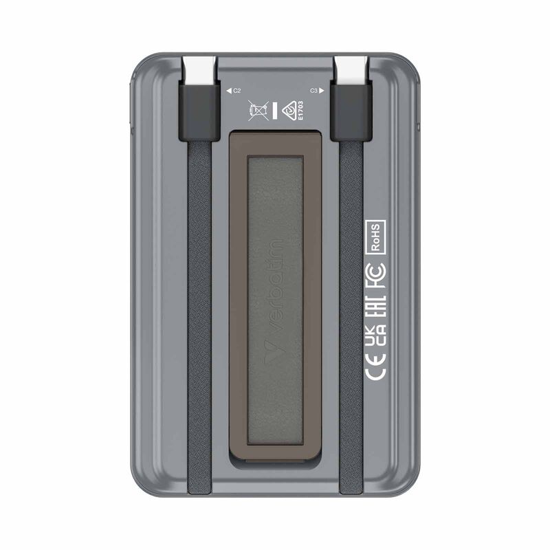 VERBATIM Powerbank Magnetic Wireless Charge 5000mah 2 X C Stand Grey VM32251-image 5