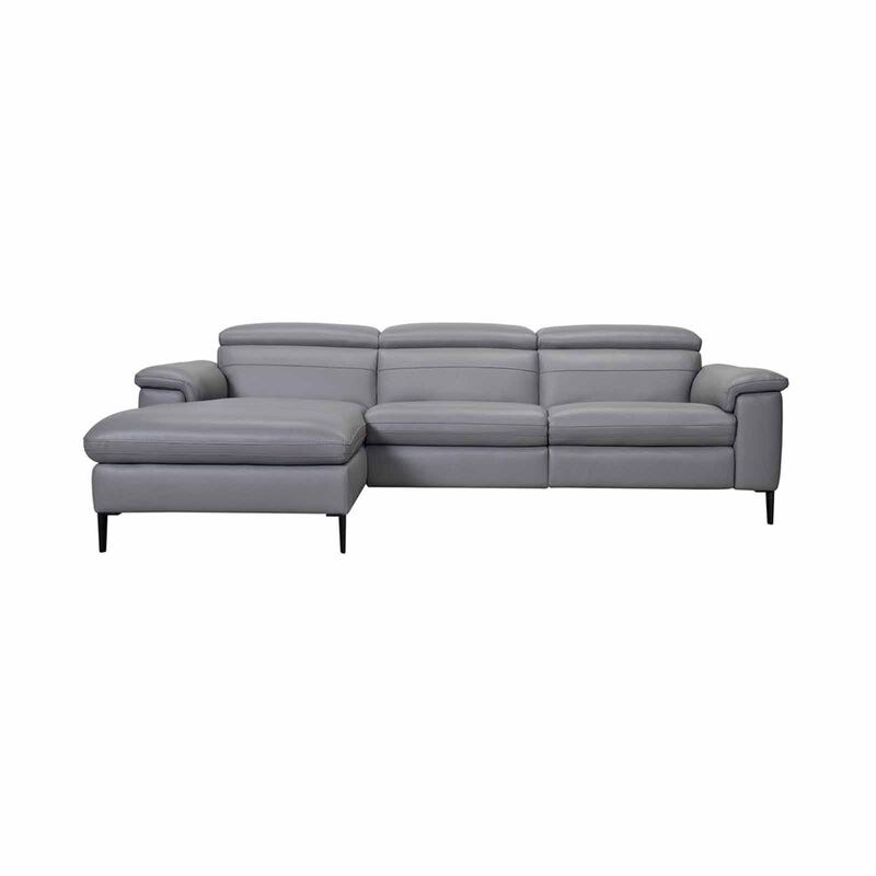 L Shaped-e Recliner (hl) Lt Char Half Leather Sofa DIANNE-image 1