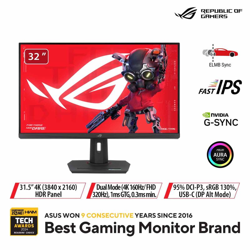 ASUS 31.5in Rog Strix 4k 160hz Gaming Monitor XG32UCG-image 1