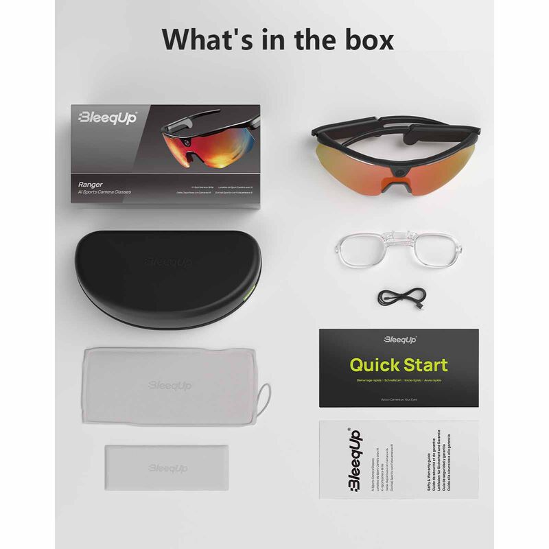 BLEEQUP Ranger Ai Sports Camera Glasses (black Frame) Standard Orange Red Lens CGQ542A0-image 6