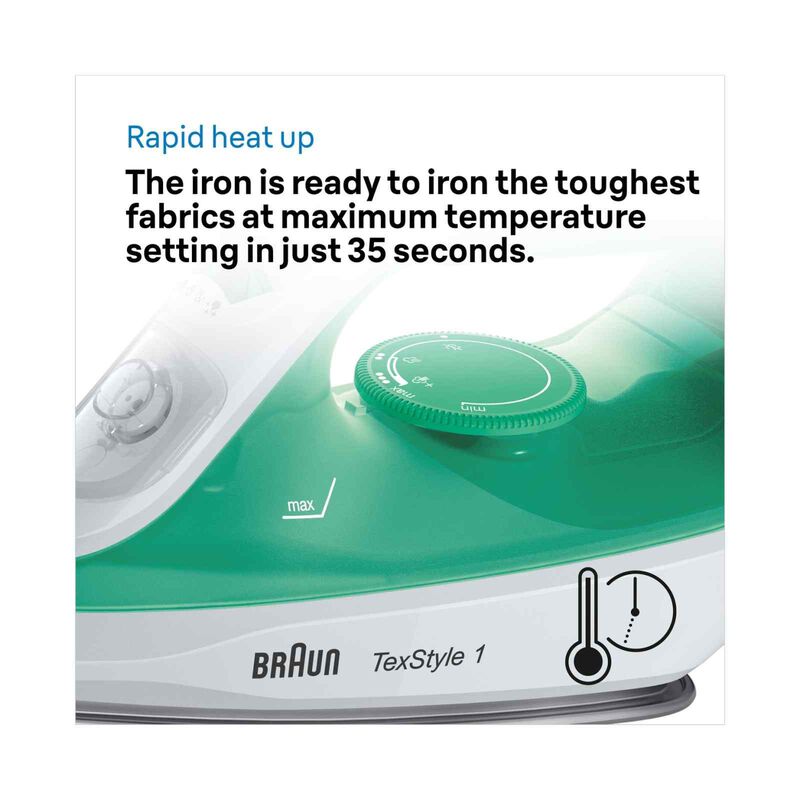 BRAUN Texstyle 1 Steam Iron (2000w) - Green SI1040GR-image 4