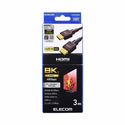 ELECOM Hdmi Cable Ver 2.1 8k Uhdr 3.0m Blk DH-HD21E30BK2