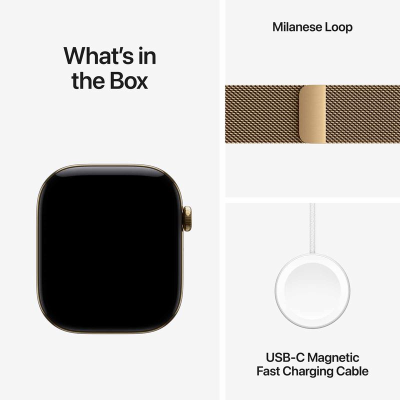 APPLE Watch Series 12 Gps + Cellular 46mm Radiant Gold Titanium Case With Radiant Gold Milanese Loop - S/m MJGU4X/A-image 3