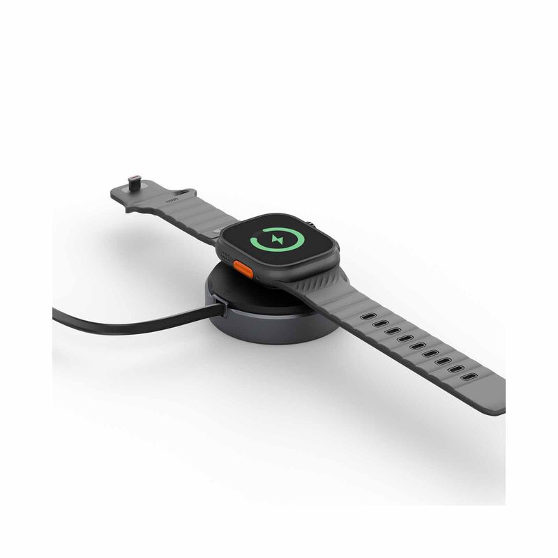 ENERGEA Magduo Arc, 2in1 Phone And Apple Watch Charger With Retractable Cable- Gun MAG-DUOARC-GUN-image 2