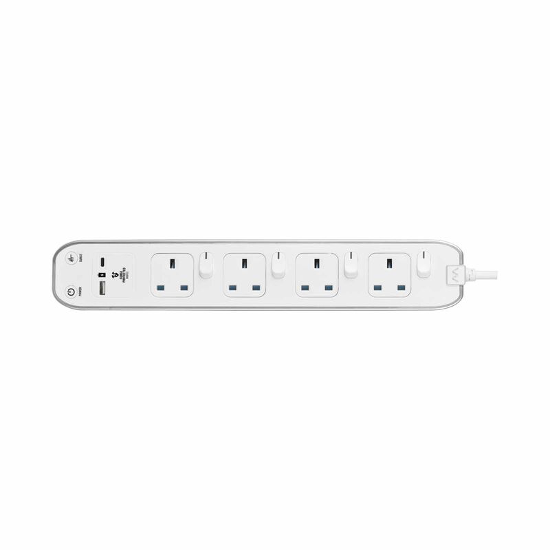MASTERPLUG Individually 4 Gang Switched Surge Extension 2m SWSRGUAC2042PW-image 2