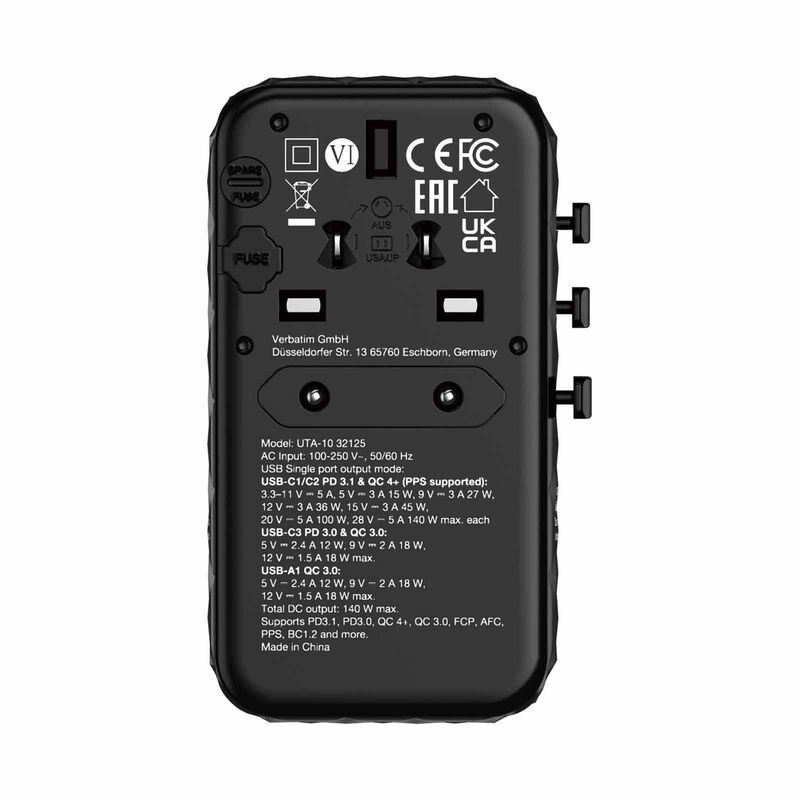 VERBATIM Gan Iii 140w Universal Travel Adapter (uta-10) VM32125-image 4