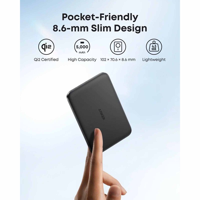 ANKER Maggo Ultra-slim 5000mah Qi2 Certified 15w Powerbank - Black A1665H11-image 4