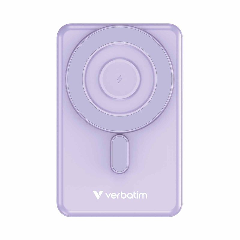 VERBATIM Powerbank Magnetic Wireless Charge 10000mah 2 X C Stand Purple VM32270-image 1