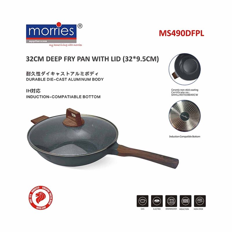 MORRIES Deep Fry Pan With Lid (32*9.5cm) MS-490DFPL-image 1