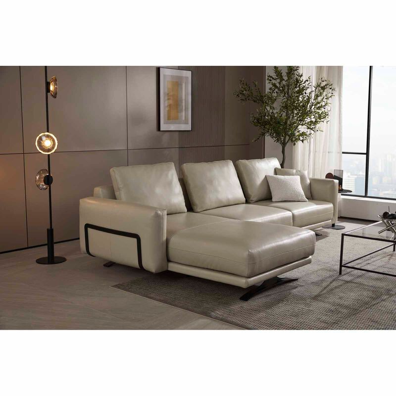MUZE L Shaped-e Recliner (fl) Lt Pebble Full Leather Sofa ZELMIRA-image 14
