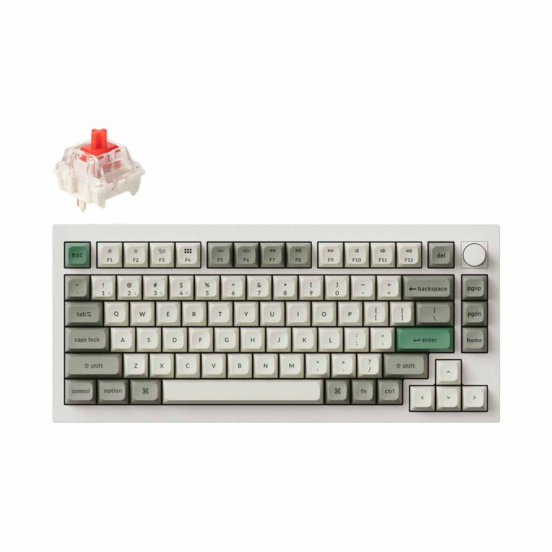 KEYCHRON Keychron Q1 Max 75% 81key, Shell White, Knob, Red Switch, Rgb Hot-swap Gateron Jupiter Switch KYCN-Q1M-P1-image 1