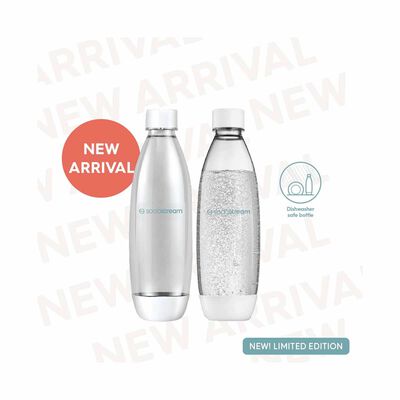 SODASTREAM 1.0l Slim Dishwasher Safe Carbonating Bottles Twin Pack - White 1.0L SLIM DISHWASHER SAFE CARBONATING BOTTLES TWIN - 1742210650
