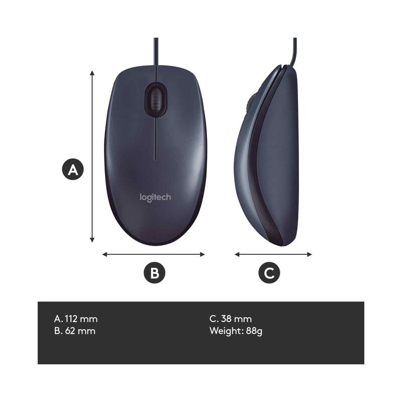 LOGITECH M100r Usb Wired Mouse Blk Carton Box 3y 910-006765-image 8