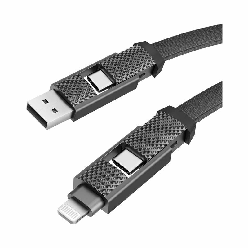 BAZIC Gocharge Alucable, 4 In 1 Aluminium Charging Cable With Usb A/c Input And Usb C/lightning Output. CBL-GC4N1-BLK100-image 6