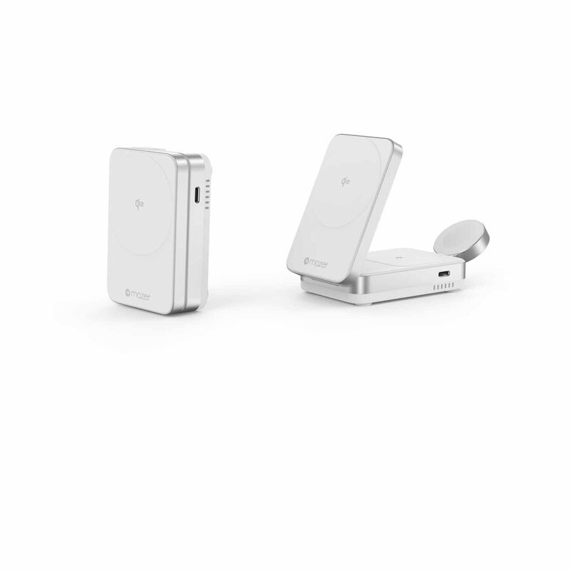 MAZER Qi2 Certified 23w Foldable 3in1 Wireless Charger - White M-QI2-MAGFOLD05-WH-image 1