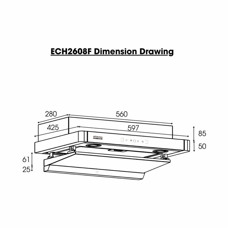 OTIMMO Semi-integrated Slimline Hood - Matt Black (60cm) (exclude Installation) ECH2608F-image 4