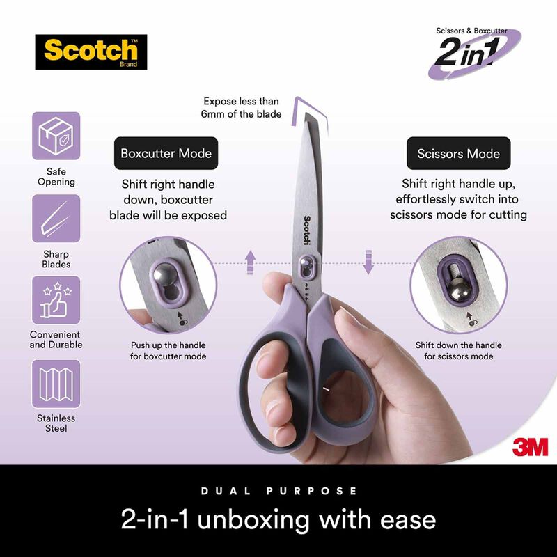 3M SCOTCH Scotch Stainless Steel Unboxing Scissors 7inch, 1487 1487-image 4