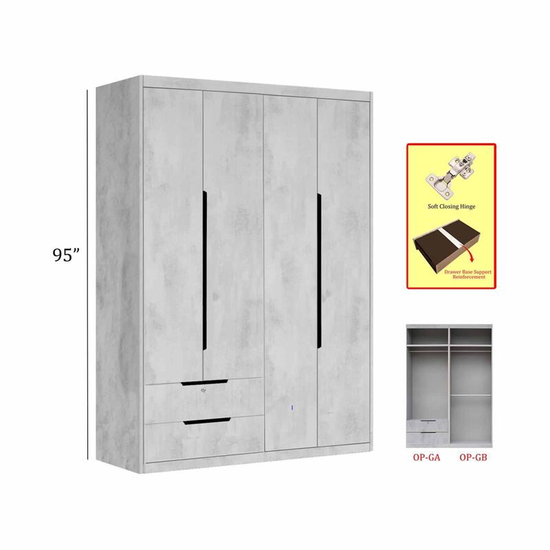 SMARTBOX 4 Doors Open Wardrobe With Top BRAYLON-image null